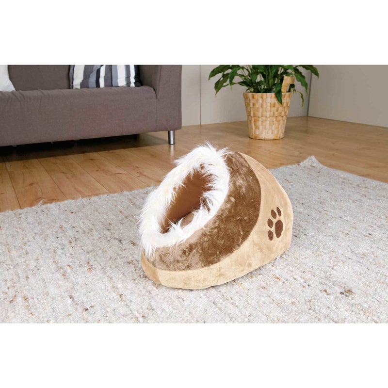 Trixie Minou Cuddly Cave Cat Bed with Removable Cushion, Non-Skid Bottom,Beige/Brown, Medium - Image 4